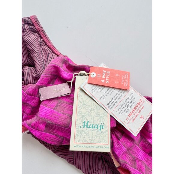 NWT MAAJI Cumbia Society Mauve Leaf Print Reversible Bandeau Bikini Top, Size M - Picture 7 of 10